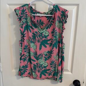 Loft Floral Pink and Green Women's Top